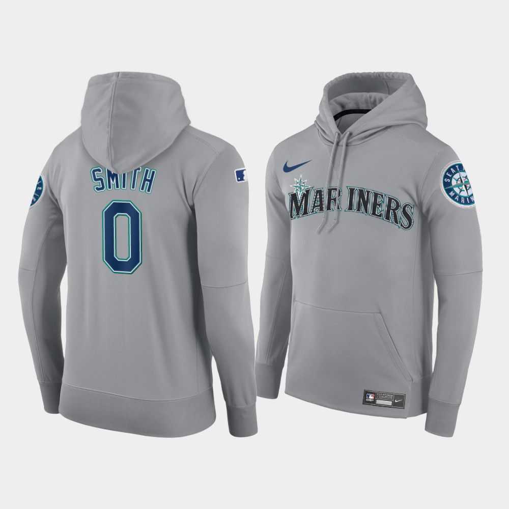 Men Seattle Mariners 0 Smith gray road hoodie 2021 MLB Nike Jerseys
